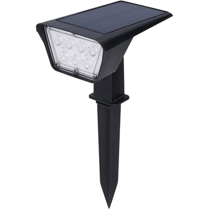 Faretto 7 led picchetto ricaricabile con pannello solare crepuscolare lampada da muro 3,5 watt impermeabile IP65 - enzoled