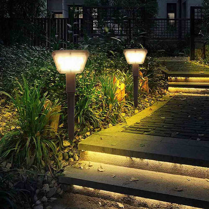 Faretto 7 led picchetto ricaricabile con pannello solare crepuscolare lampada da muro 3,5 watt impermeabile IP65 - enzoled