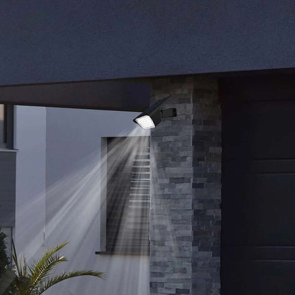 Faretto 7 led picchetto ricaricabile con pannello solare crepuscolare lampada da muro 3,5 watt impermeabile IP65 - enzoled