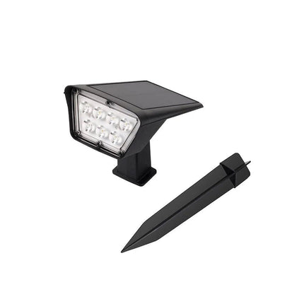 Faretto 7 led picchetto ricaricabile con pannello solare crepuscolare lampada da muro 3,5 watt impermeabile IP65 - enzoled