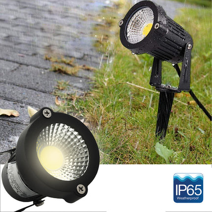 Faretto led cob 5 watt con picchetto e staffa per esterno proiettore da giardino luci da esterno luce fredda 6500k calda 3000k naturale 4000k e verde - enzoled