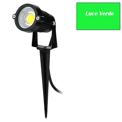 Faretto led cob 5 watt con picchetto e staffa per esterno proiettore da giardino luci da esterno luce fredda 6500k calda 3000k naturale 4000k e verde - enzoled