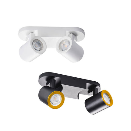 Applique plafoniera 2 diffusori orientabile da soffitto parete lampada attacco per faretto GU10 per bagno soggiorno bianco o nero - enzoled