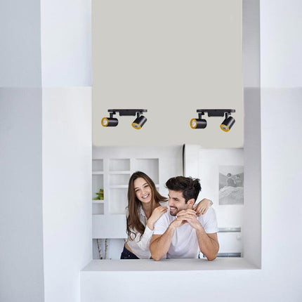 Applique plafoniera 2 diffusori orientabile da soffitto parete lampada attacco per faretto GU10 per bagno soggiorno bianco o nero - enzoled