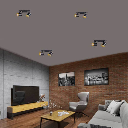 Applique plafoniera 2 diffusori orientabile da soffitto parete lampada attacco per faretto GU10 per bagno soggiorno bianco o nero - enzoled