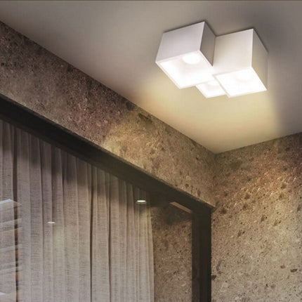 Lampada in gesso da soffitto a 3 cubi lampadario verniciabile supporto per faretti gu10 - enzoled