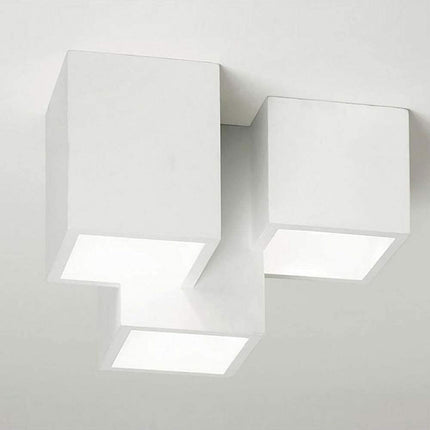 Lampada in gesso da soffitto a 3 cubi lampadario verniciabile supporto per faretti gu10 - enzoled