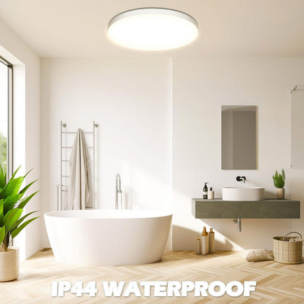 Plafoniera a led ultra slim 18 32 e 42 watt impermeabile tecnologia cct tripla colorazione di luce IP44 - enzoled