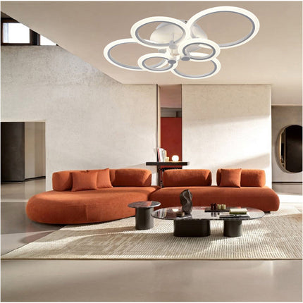 Lampadario led plafoniera moderno con 6 anelli cerchi 51 watt tecnologia CCT con switch luce  fredda calda naturale - enzoled