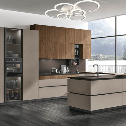 Lampadario led plafoniera moderno con 6 anelli cerchi 51 watt tecnologia CCT con switch luce  fredda calda naturale - enzoled