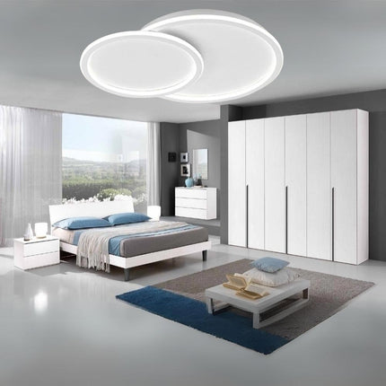 Plafoniera a led due cerchi cct a tripla colorazione di luce fredda calda naturale  45 watt lampada da soffitto - enzoled