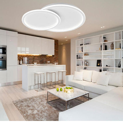 Plafoniera a led due cerchi cct a tripla colorazione di luce fredda calda naturale  45 watt lampada da soffitto - enzoled