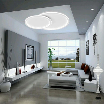 Plafoniera a led due cerchi cct a tripla colorazione di luce fredda calda naturale  45 watt lampada da soffitto - enzoled