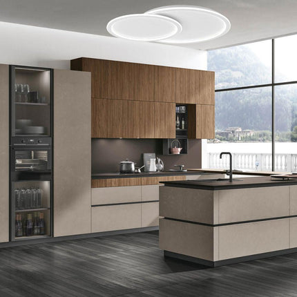 Plafoniera a led due cerchi cct a tripla colorazione di luce fredda calda naturale  45 watt lampada da soffitto - enzoled