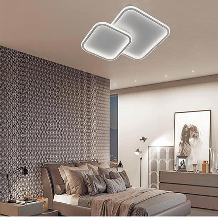 Plafoniera a led due rombi a cct tripla colorazione di luce fredda calda naturale  60 watt lampada da soffitto - enzoled