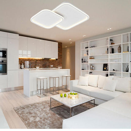 Plafoniera a led due rombi a cct tripla colorazione di luce fredda calda naturale  60 watt lampada da soffitto - enzoled