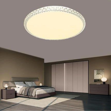 Plafoniera moderna dimmerabile a led 60 watt lampada da soffitto con cristalli in acrilico a tripla colorazione di luce fredda naturale e calda - enzoled