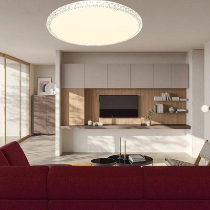 Plafoniera moderna dimmerabile a led 60 watt lampada da soffitto con cristalli in acrilico a tripla colorazione di luce fredda naturale e calda - enzoled