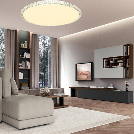 Plafoniera moderna dimmerabile a led 60 watt lampada da soffitto con cristalli in acrilico a tripla colorazione di luce fredda naturale e calda - enzoled