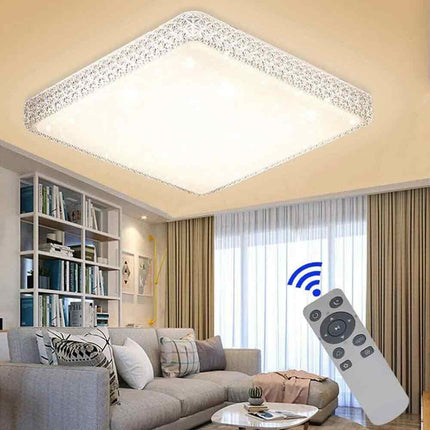 Plafoniera moderna quadrata dimmerabile a led 48 watt lampada da soffitto con cristalli in acrilico a tripla colorazione di luce fredda naturale e calda - enzoled
