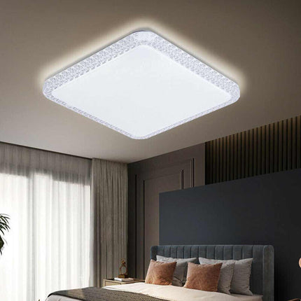 Plafoniera moderna quadrata dimmerabile a led 48 watt lampada da soffitto con cristalli in acrilico a tripla colorazione di luce fredda naturale e calda - enzoled