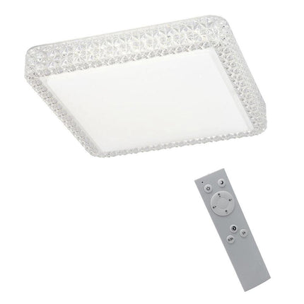 Plafoniera moderna quadrata dimmerabile a led 48 watt lampada da soffitto con cristalli in acrilico a tripla colorazione di luce fredda naturale e calda - enzoled