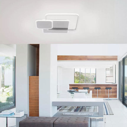 Plafoniera quadrata a led a tripla colorazione di luce 48 watt ultra moderno di colore bianco - enzoled