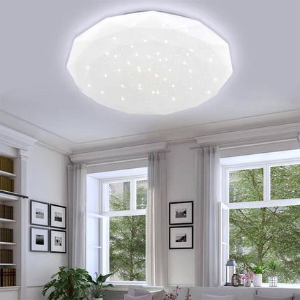 Plafoniera da soffitto moderna 24 watt bianca con scocca lavorata e punti trasparenti luce naturale 4000k  bianca fredda 6500k e calda 3000k - enzoled