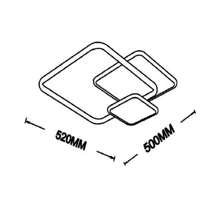 Plafoniera led moderna 48 watt lampada da soffitto 3 quadrati lampadario metallo bianco luce bianca fredda 6500k naturale 4000k calda 3000k - enzoled