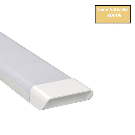 Plafoniera led slim sottopensile tubo neon 27 watt 60 cm per soffitto mensole ripiani luce fredda 6500k naturale 4000k calda 3000k - enzoled