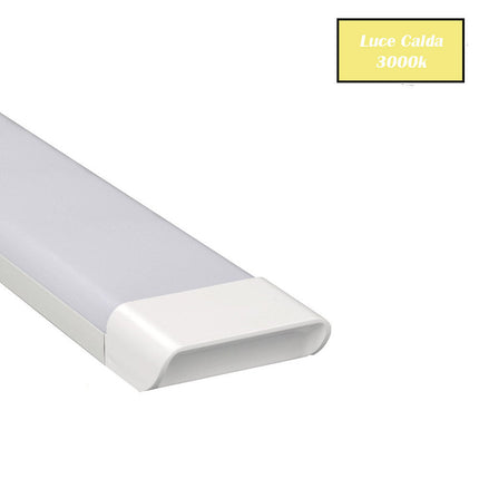 Plafoniera led slim sottopensile tubo neon 27 watt 60 cm per soffitto mensole ripiani luce fredda 6500k naturale 4000k calda 3000k - enzoled