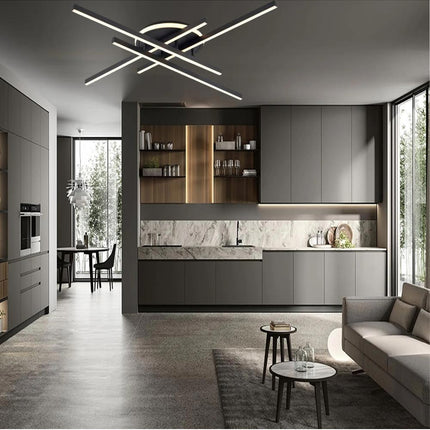 Plafoniera moderna a led 45 watt lampada nero da soffitto lampadario in metallo luce fredda 6500k naturale 4000k calda 3000k - enzoled