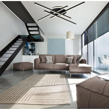 Plafoniera moderna a led 45 watt lampada nero da soffitto lampadario in metallo luce fredda 6500k naturale 4000k calda 3000k - enzoled