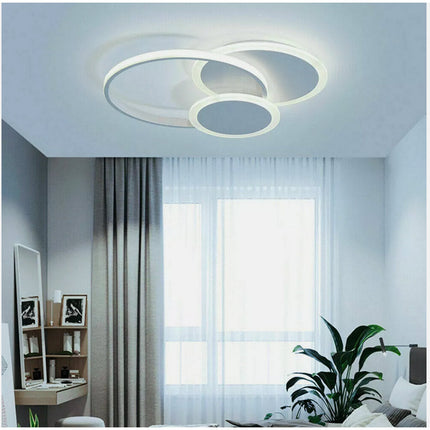 Plafoniera led moderna 37 watt lampada da soffitto 3 cerchi lampadario metallo bianco luce bianca fredda 6500k naturale 4000k calda 3000k - enzoled