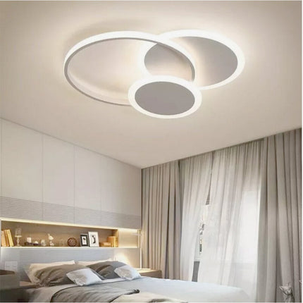 Plafoniera led moderna 37 watt lampada da soffitto 3 cerchi lampadario metallo bianco luce bianca fredda 6500k naturale 4000k calda 3000k - enzoled