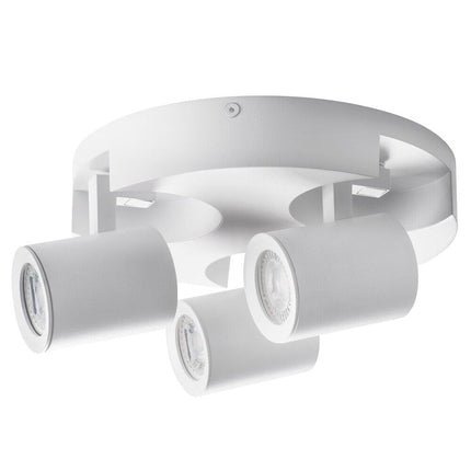 Plafoniera 3 diffusori orientabile da soffitto parete lampada tonda attacco GU10 per bagno soggiorno bianco o nero - enzoled