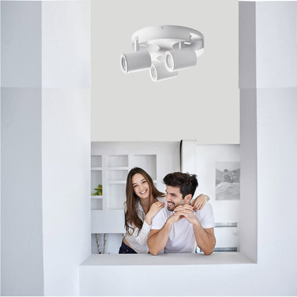 Plafoniera 3 diffusori orientabile da soffitto parete lampada tonda attacco GU10 per bagno soggiorno bianco o nero - enzoled
