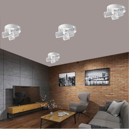 Plafoniera 3 diffusori orientabile da soffitto parete lampada tonda attacco GU10 per bagno soggiorno bianco o nero - enzoled