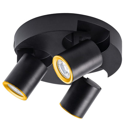 Plafoniera 3 diffusori orientabile da soffitto parete lampada tonda attacco GU10 per bagno soggiorno bianco o nero - enzoled