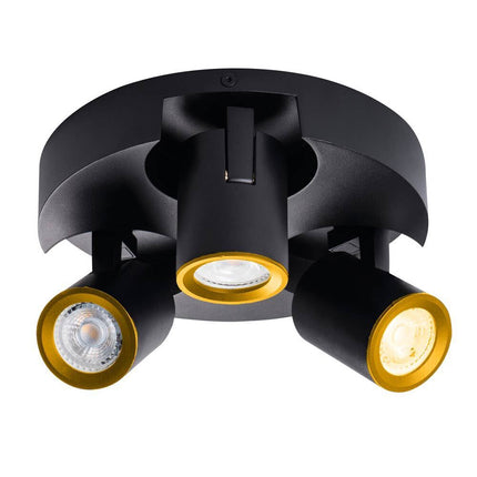 Plafoniera 3 diffusori orientabile da soffitto parete lampada tonda attacco GU10 per bagno soggiorno bianco o nero - enzoled