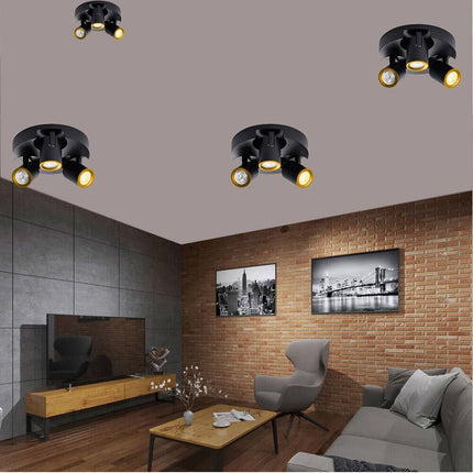 Plafoniera 3 diffusori orientabile da soffitto parete lampada tonda attacco GU10 per bagno soggiorno bianco o nero - enzoled