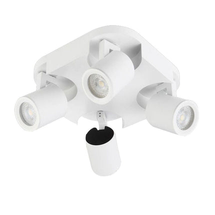Plafoniera 4 diffusori orientabile da soffitto parete lampada tonda attacco GU10 per bagno soggiorno bianco o nero - enzoled