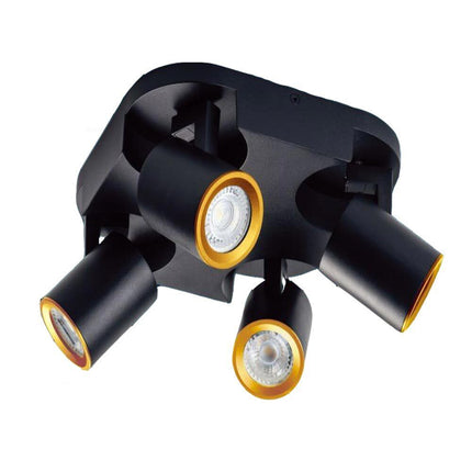 Plafoniera 4 diffusori orientabile da soffitto parete lampada tonda attacco GU10 per bagno soggiorno bianco o nero - enzoled