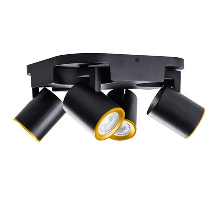 Plafoniera 4 diffusori orientabile da soffitto parete lampada tonda attacco GU10 per bagno soggiorno bianco o nero - enzoled