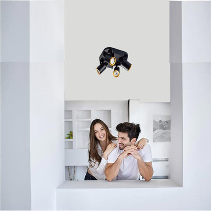 Plafoniera 4 diffusori orientabile da soffitto parete lampada tonda attacco GU10 per bagno soggiorno bianco o nero - enzoled