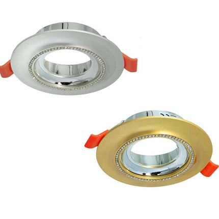 Portafaretto a incasso tondo con brillantini oro argento porta faretto per controsoffittatura illuminazione luce camere soggiorno cucina - enzoled
