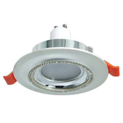 Portafaretto a incasso tondo con brillantini oro argento porta faretto per controsoffittatura illuminazione luce camere soggiorno cucina - enzoled