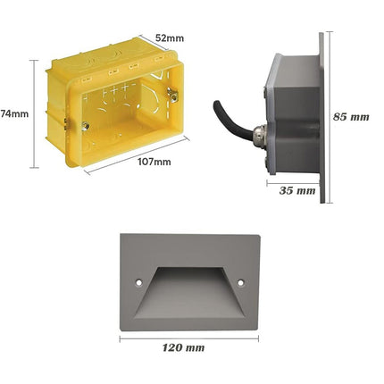 Faretto ad incasso per cassetta 503 segnapasso per esterno 3 watt tecnologia cct con switch IP65 - enzoled