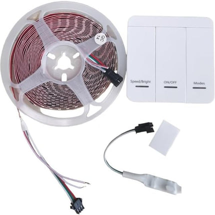 Strip striscia indirizzabile 600 led 61 watt 24v bobina da 5 mt con telecomando regolatore vari effetti luce fredda 6500k naturale 4000k calda 3000k - enzoled