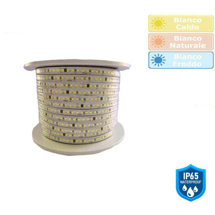 Striscia 120 led 3535 1 metro per interno ed esterno strip led flessibile 12 watt 220v luce fredda calda naturale IP65 - enzoled